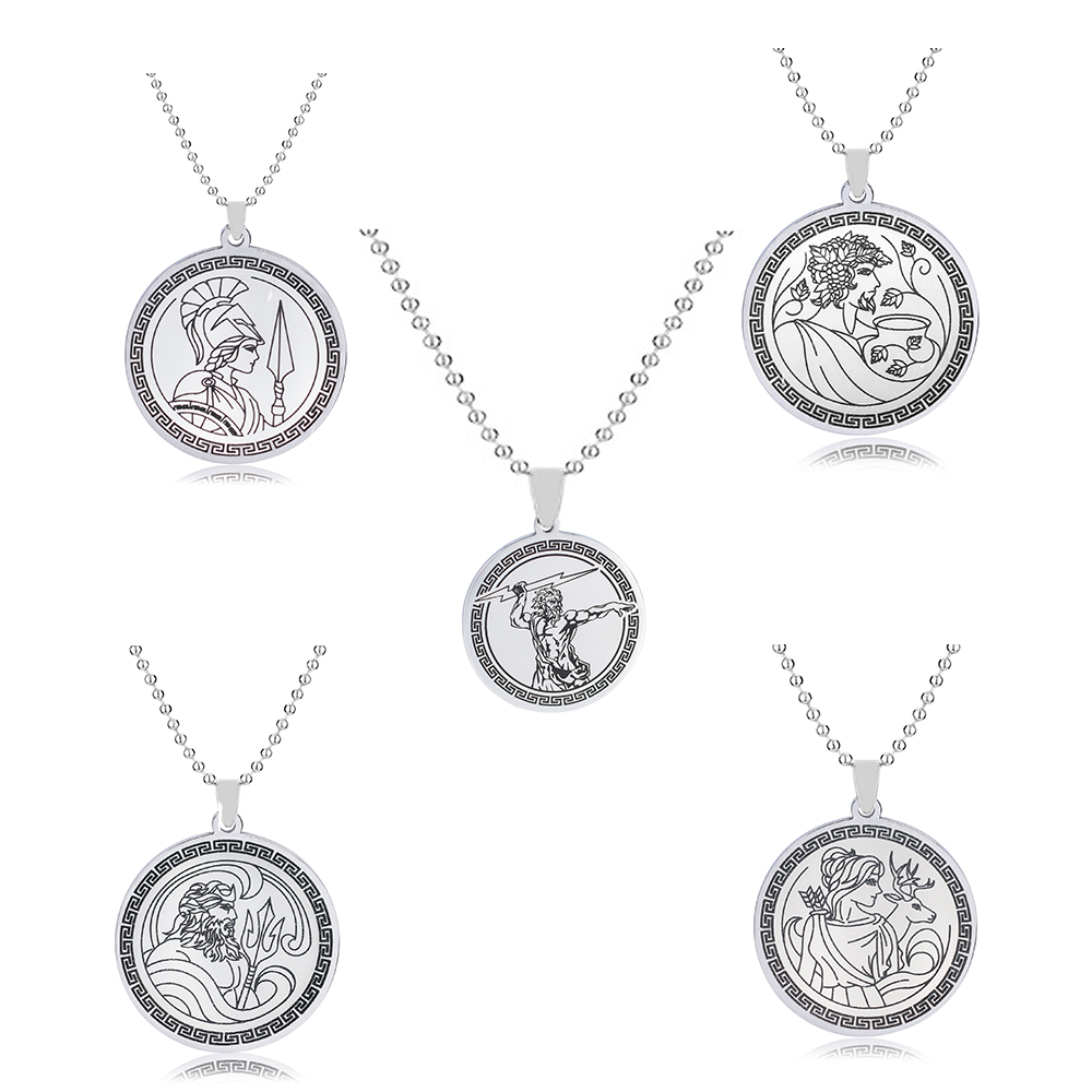 Zeus Men Accessories - Kalung liontin Vintage Zeus Athena Poseidon