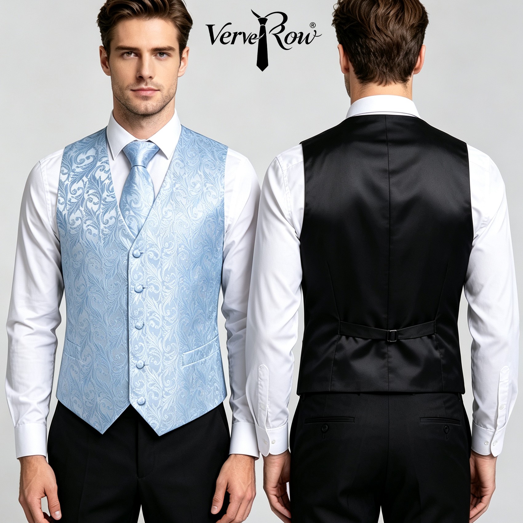 Men'S Accessories Office - Set 3Pcs Rompi Jacquard Biru Muda