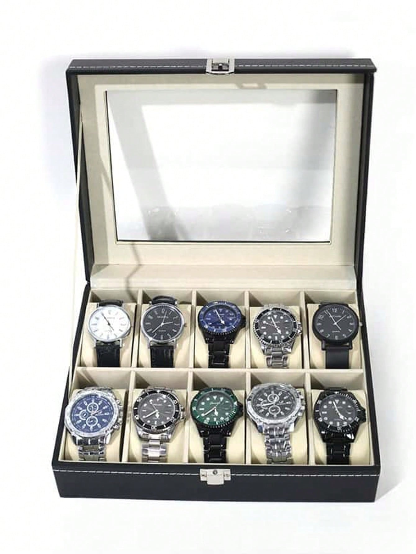 Men'S Accessories Drawer Organizer - Kotak Jam Tangan Kulit dengan Kunci,