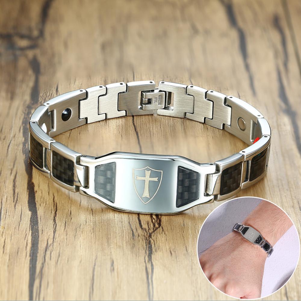 Men Accessories Wrist - Cross Magnetik Gelang Pria Stainless Steel