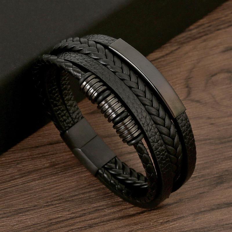 Men Accessories Wrist - Klasik gelang kulit pria gaya baru