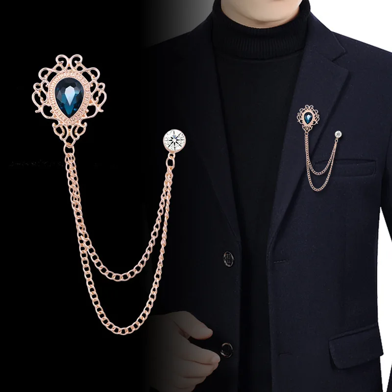 Pin Kerah Kristal Berlian Imit - Men Accessories Jewelry ulasan dan harga